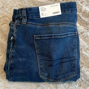 American Eagle Outfitters Curvy High-Rise Jegging in Dark Blue